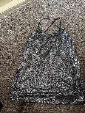 Silver Sequin Cami Slip Dress - Women's Intimates